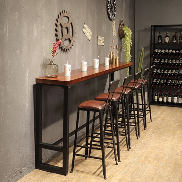 Rectangle Wood Bar Dining Table Modern Bar Table with Trestle Base Clearhalo 'Bar Furniture' 'Bar Tables' 'bar_tables' 'furn' 'furn_bar_tables' 'Furniture' 'Kitchen & Dining Furniture' 1200x1200_1d0f32c1-4e18-48c6-8696-acca5b8b48f1