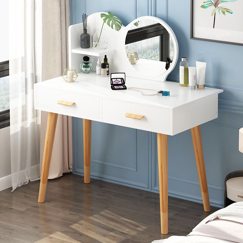 Table de maquillage contemporain avec tiroirs blancs / bleu 15,74 "W x 28,93" H