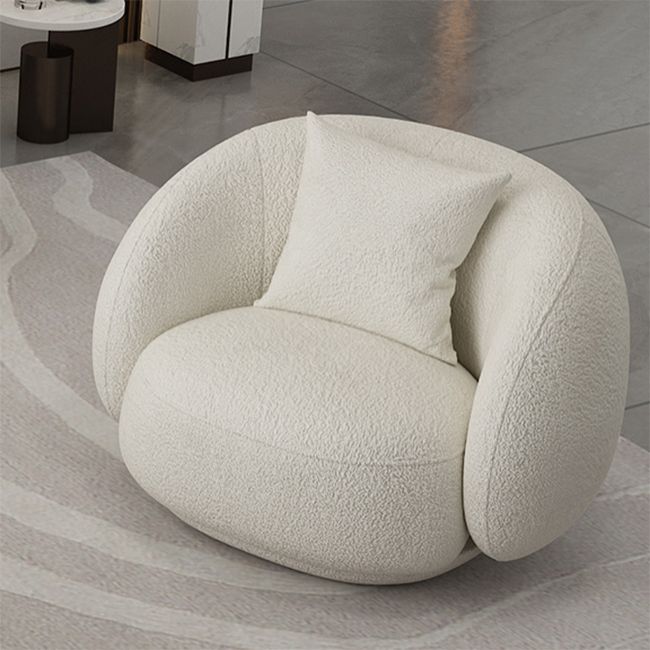 Sofá curva de lana blanca sofá de brazo inclinado moderno para sala de estar