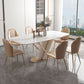 Minimalist Rectangle Dining Set for 4/6 with Glod Chairs Sintered Stone Dining Table with Metal Base Clearhalo 'Dining Room Sets' 'Dining Tables & Seating' 'dining_room_set' 'furn' 'furn_dining_room_set' 'Furniture' 'furniture_dining_room_set' 'Kitchen & Dining Furniture' 'kitchen&dining_furn' 'kitchen' 1200x1200_1d0ff0d9-67ad-4ed3-a3b7-057f1857d74e