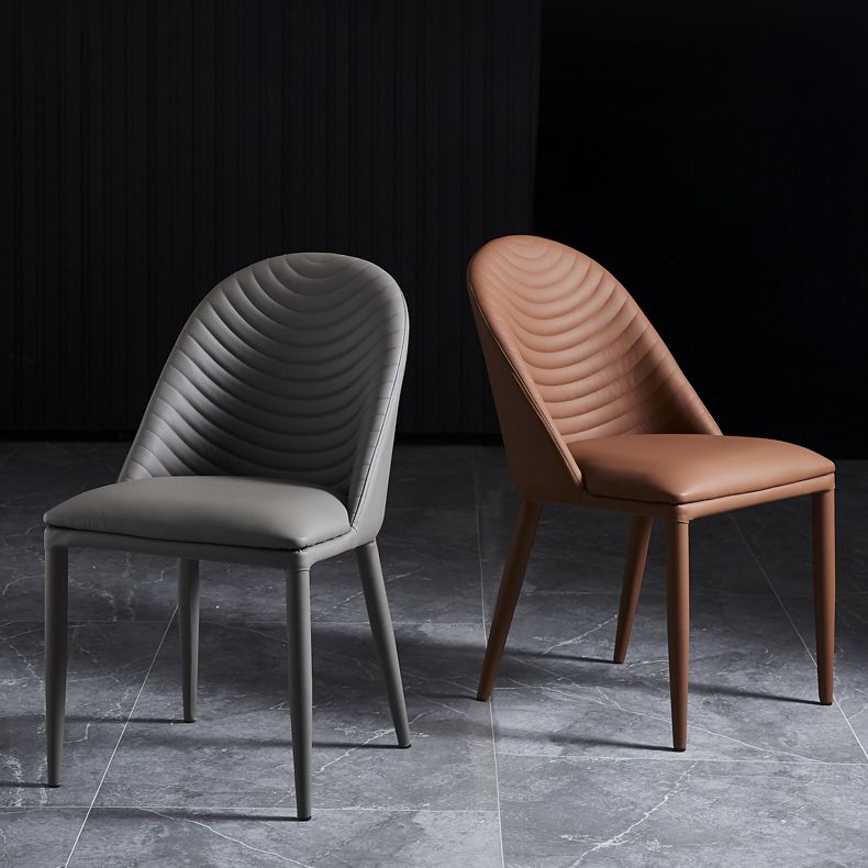 Contemporary Design Armless Solid Back Side Chairs Leather Dining Chairs for Home Clearhalo ' kitchen&dining_furn' 'Dining Chairs' 'Dining Tables & Seating' 'dining_chair' 'furn' 'furn_dining_chair' 'Furniture' 'furniture_dining_chair' 'Kitchen & Dining Furniture' 'kitchen' 1200x1200_1d1047b2-3984-4c58-a80c-80edae0eb66c