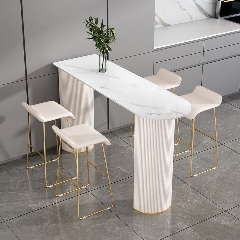 Industrial Free Form Bar Height Table Stone and Iron Bar Table with Double Pedestal Clearhalo 'Bar Furniture' 'Bar Tables' 'bar_tables' 'furn' 'furn_bar_tables' 'Furniture' 'Kitchen & Dining Furniture' 1200x1200_1d107b8a-bf5f-4d90-bb17-b666e93cee9e