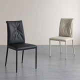 Eigentijdse faux lederen eetkamerstoelen metalen armloze eetkamerstoel voor thuisgebruik