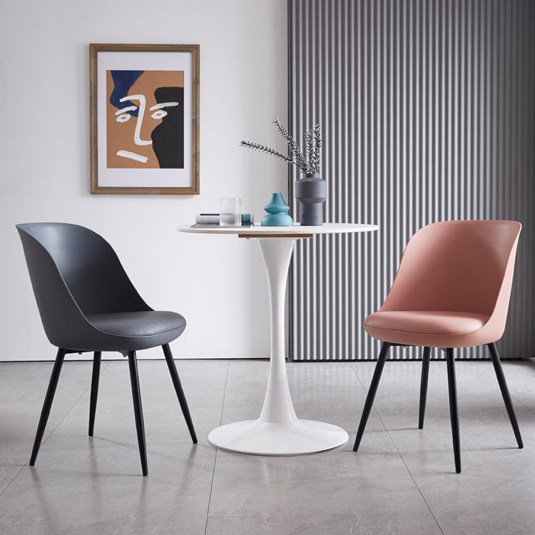 Leather Contemporary Restaurant Side Chair Solid Back Matte Finish Dining Chair Clearhalo ' kitchen&dining_furn' 'Dining Chairs' 'Dining Tables & Seating' 'dining_chair' 'furn' 'furn_dining_chair' 'Furniture' 'furniture_dining_chair' 'Kitchen & Dining Furniture' 'kitchen' 1200x1200_1d12af85-191f-4b57-bb70-bdf17f54d418