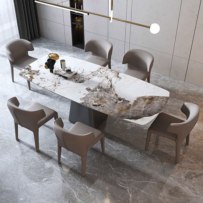 Moderne armstoel Faux Leather Solid Achter Dining Room -stoel voor binnen
