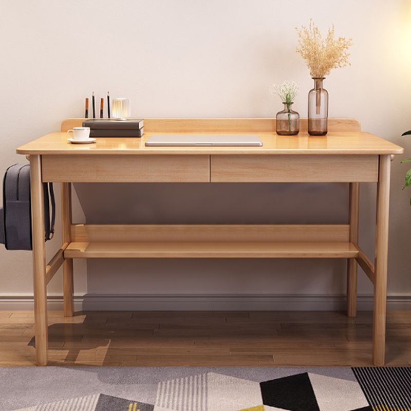 Modern Solid Wood Rectangle Office Desk 1-shelf 29.53-inch Tall Writing Desk Clearhalo 'furn' 'furn_office_desk' 'Furniture' 'Office Desks' 'Office Furniture' 'office_desk' 1200x1200_1d143ab1-38fc-4851-b387-765570c42bf9