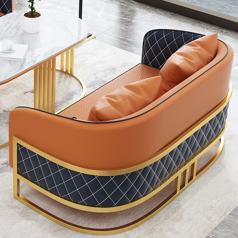 Contemporary Leather Sofa Sloped Arm Standard Sofa with Pillow Clearhalo 'furn' 'furn_sofas' 'Furniture' 'Living Room Furniture' 'Sofa' 'sofas' 1200x1200_1d1969c4-93aa-4238-9c7d-f8298fb1c371