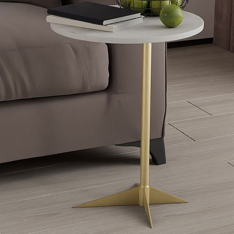 Modern Round Slate Side Table Pedestal Corner Table for Living Room