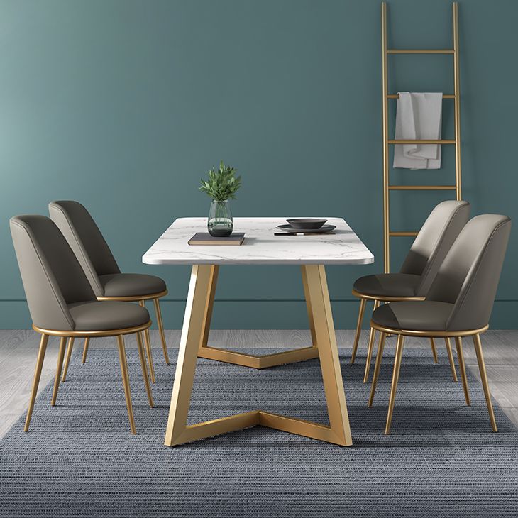 Metal Traditional Luxury Rectangle Indoor Table Sintered Stone Table with Sled Base Clearhalo ' dining_table' 'Dining Tables & Seating' 'Dining Tables' 'furn' 'furn_dining_table' 'Furniture' 'furniture_dining_table' 'Kitchen & Dining Furniture' 'kitchen&dining_furn' 'kitchen' 'kitchen_dining_table' 1200x1200_1d1c7040-bb95-4f3e-9fb5-85251c793132