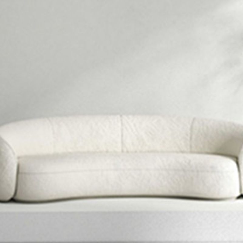 Contemporary Curved Sofa in White Sloped Arm Sofa for Living Room