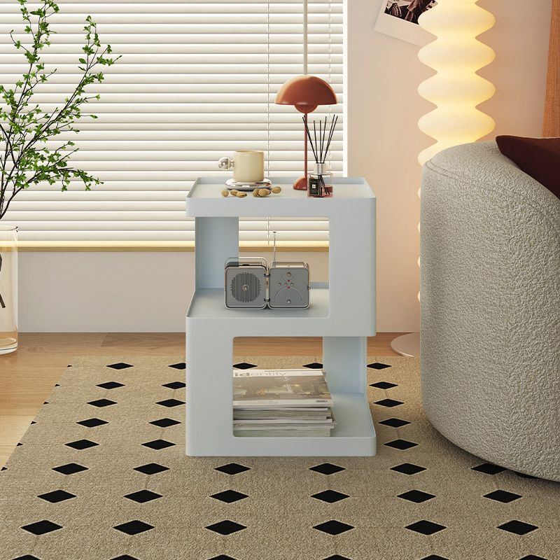 Table de collation à extrémité latérale ultra-moderne avec étagères en métal table d'appoint en blanc