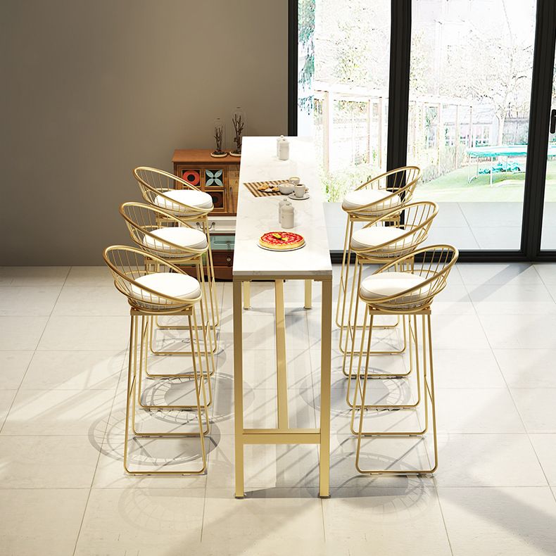 Glam Backrest Bar Stools Backrest Barstool with Gold Metal Legs