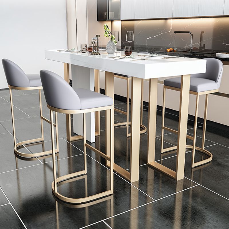 Faux Marble Top Counter Table Modern White Counter Table for Patio Use