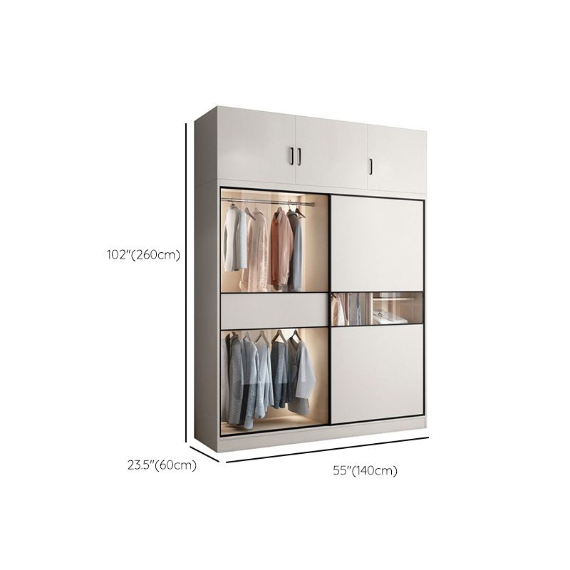 White Colour Wooden Wardrobe Cloth Rod Included Wardrobe Closet with Sliding Doors Clearhalo 'Armoires & Wardrobes' 'armoires_wardrobes' 'Bedroom Furniture' 'furn' 'furn_armoires_wardrobes' 'Furniture' 1200x1200_1d216715-27e1-46dd-918e-837e9fd247f4