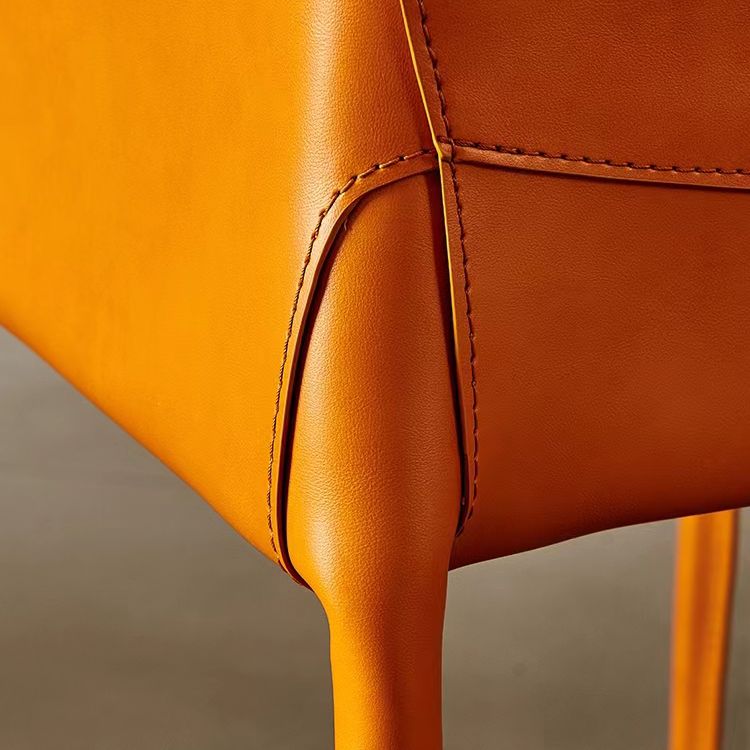 Contemporary Arm Dining Chairs Faux Leather Low Back Dining Side Chair