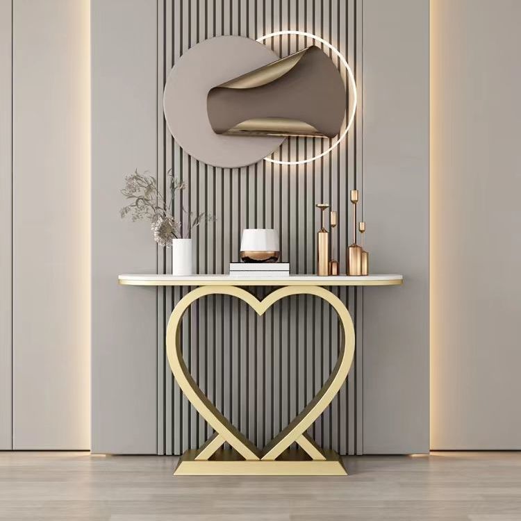 Half Moon Contemporary Console Accent Table Antique Finish Console Sofa Table Clearhalo 'Console Tables' 'console_tables' 'Entry & Mudroom Furniture' 'furn' 'furn_console_tables' 'Furniture' 1200x1200_1d238080-39fc-41cf-bef9-334c2e61b60b