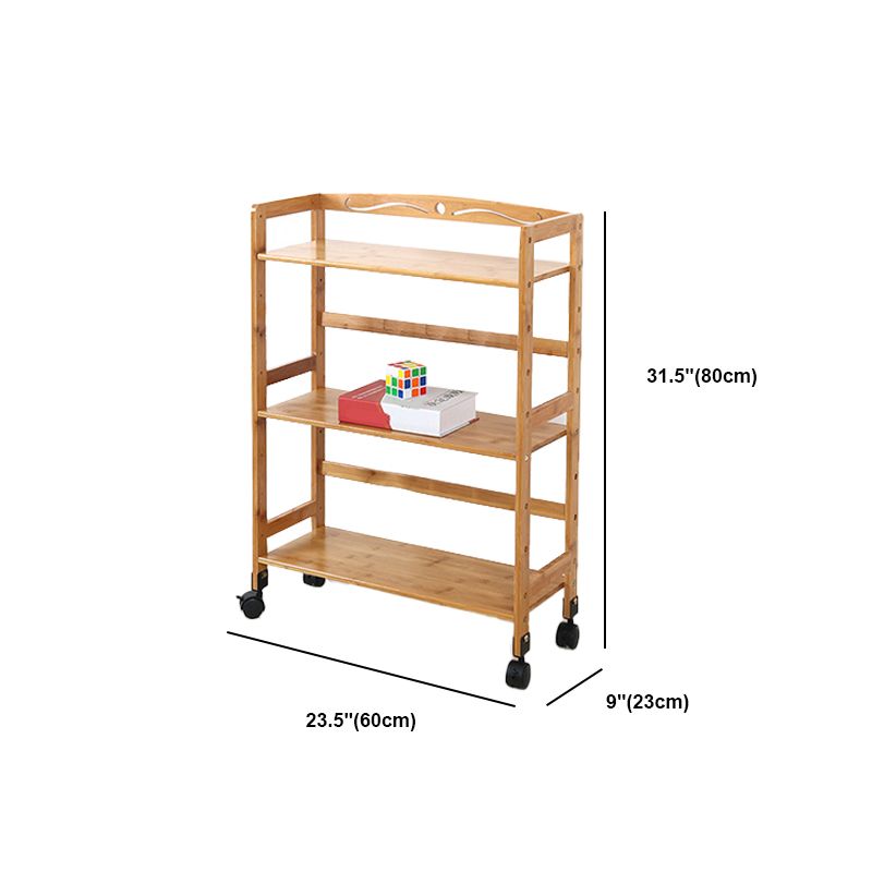 Wooden Bamboo Bookcase 9" Wide with Rectangular Shelves Bookshelf for Study Room