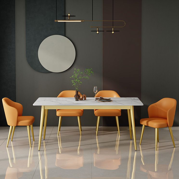 Glam Sintered Stone Kitchen Dining Table White Kitchen Dining Table with 4 Legs Base Clearhalo ' dining_table' 'Dining Tables & Seating' 'Dining Tables' 'furn' 'furn_dining_table' 'Furniture' 'furniture_dining_table' 'Kitchen & Dining Furniture' 'kitchen&dining_furn' 'kitchen' 'kitchen_dining_table' 1200x1200_1d258385-8779-44e1-8cb4-0279c84b7204