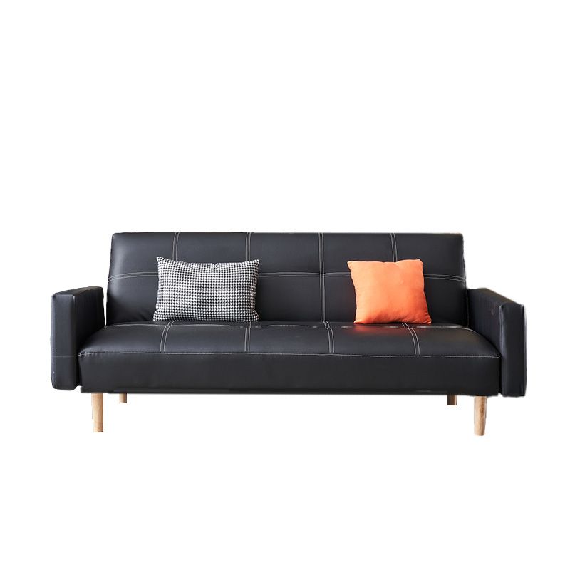 Sofá de cuero y madera Sofá de cuero cojines para apartamento