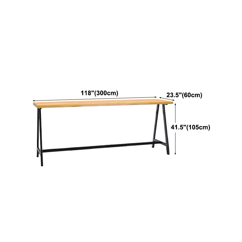 Pine Wood Bar Dining Table Rectangle Industrial Bar Table with Black Trestle Base Clearhalo 'Bar Furniture' 'Bar Tables' 'bar_tables' 'furn' 'furn_bar_tables' 'Furniture' 'furniture_bar_tables' 'Kitchen & Dining Furniture' 1200x1200_1d2a8761-ecd2-4ba3-8b71-da244bbd90e9