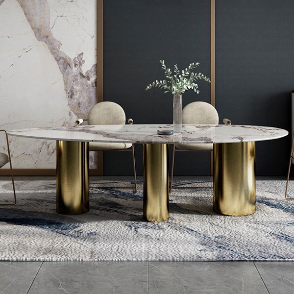 Oval Sintered Stone Dining Table Luxury Kitchen Table with 3 Legs in Gold Clearhalo ' dining_table' 'Dining Tables & Seating' 'Dining Tables' 'furn' 'furn_dining_table' 'Furniture' 'furniture_dining_table' 'Kitchen & Dining Furniture' 'kitchen&dining_furn' 'kitchen' 'kitchen_dining_table' 1200x1200_1d2c37fa-248b-4099-a7c9-ab563ba4132d