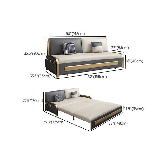 Contemporary 35.43" H Faux Leather Armless Sofa Bed For Apartment