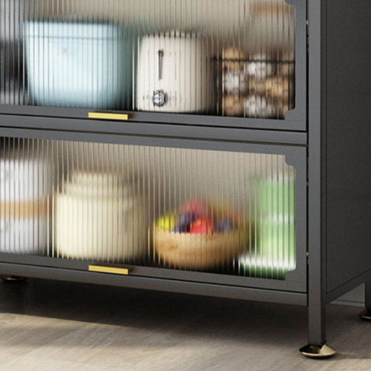 Black Metal Dining Server Contemporary Buffet Server for Kitchen Clearhalo 'buffet_sideboard' 'Buffets & Sideboards' 'furn' 'furn_buffet_sideboard' 'Furniture' 'Kitchen & Dining Furniture' 1200x1200_1d2e6c3a-0b91-427e-871d-7a3747822f3f