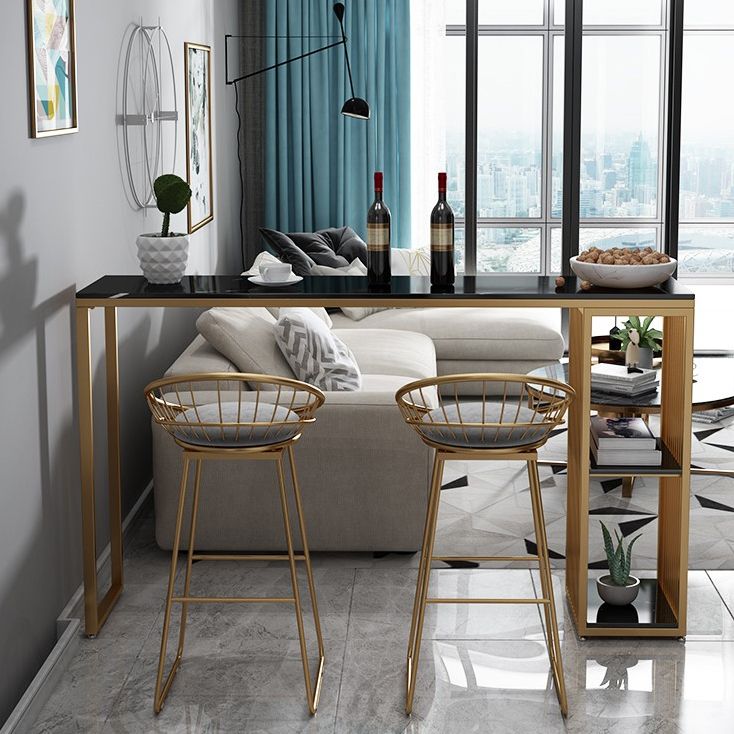 Stone Bar Dining Table Modern Rectangle Bar Table with Double Pedestal for Balcony Clearhalo 'Bar Furniture' 'Bar Tables' 'bar_tables' 'furn' 'furn_bar_tables' 'Furniture' 'furniture_bar_tables' 'Kitchen & Dining Furniture' 1200x1200_1d30c4f6-1ace-4c25-8f1f-3bc41e5e8465