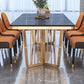 Glam Sintered Stone Double Pedestal Table Home Rectangle Dining Table Clearhalo 'Dining Tables & Seating' 'Dining Tables' 'dining_table' 'furn' 'furn_dining_table' 'Furniture' 'furniture_dining_table' 'Kitchen & Dining Furniture' 'kitchen' 'kitchen_dining_table' 1200x1200_1d3658b1-556e-40a7-9332-dc11e299832a