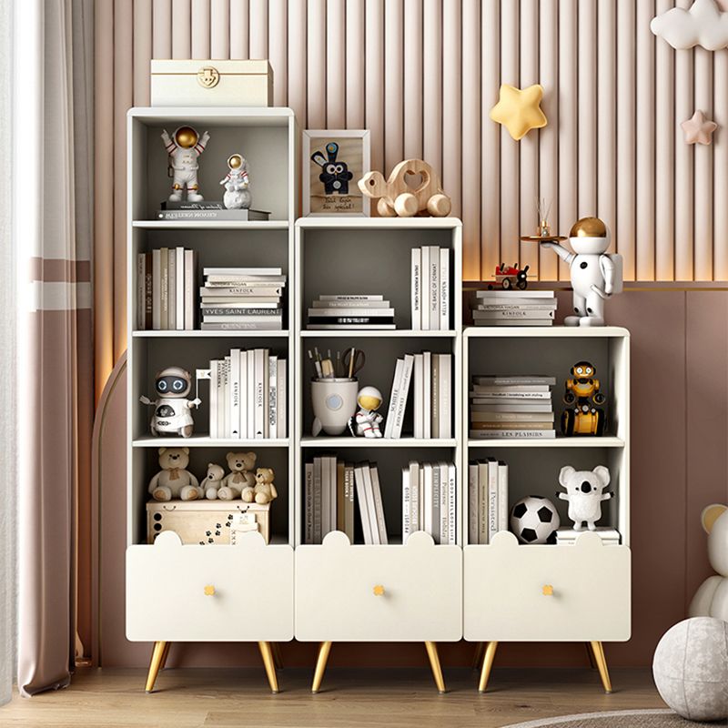 Glam Closed Back Book Shelf Engineered Wood Bookcase with Drawer Clearhalo 'Bookcases' 'furn' 'furn_bookcases' 'Furniture' 'Office Furniture' 1200x1200_1d366ac5-4a5d-40e7-b1ad-deb915706cb9