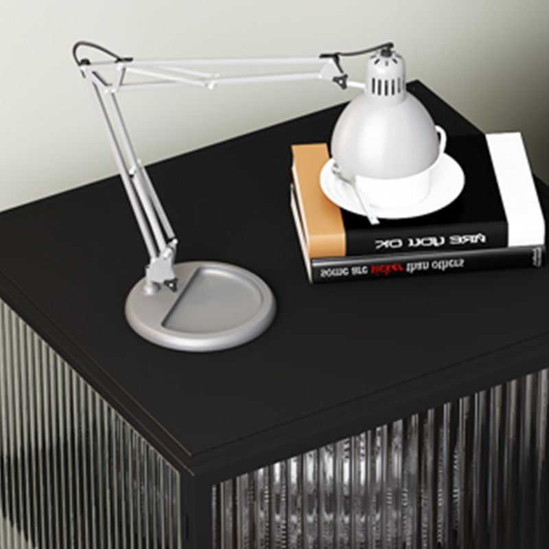 Modern Metal Bed Cabinet Stone Top 1-Shelf Nightstand in Black/White Clearhalo 'Bedroom Furniture' 'furn' 'furn_night_stand' 'Furniture' 'night_stand' 'Nightstands' 1200x1200_1d36aed8-3330-4e58-be53-0053abf9da5e