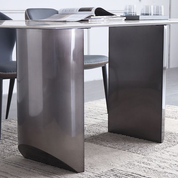 Rectangular Dining Table Modern Stone Top Dining Table with Double Pedestal Clearhalo ' dining_table' 'Dining Tables & Seating' 'Dining Tables' 'furn' 'furn_dining_table' 'Furniture' 'furniture_dining_table' 'Kitchen & Dining Furniture' 'kitchen&dining_furn' 'kitchen' 'kitchen_dining_table' 1200x1200_1d3d6921-488d-4246-b552-c7110e974e39