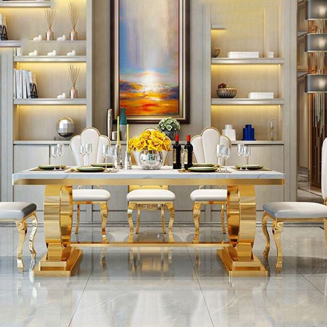 Mesa de comedor de mármol de estilo moderno juego blanco 1/4/5/6/7 piezas de comedor para uso en el hogar