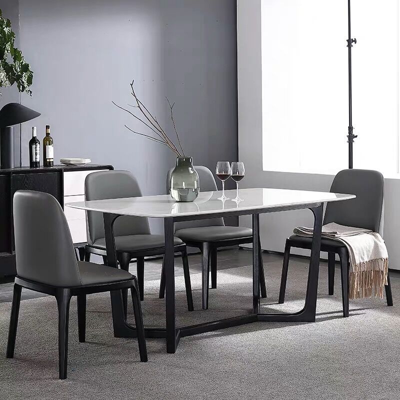 Glam Leather Solid Back Dining Side Chair Home Side Chair in Black Clearhalo 'Dining Chairs' 'Dining Tables & Seating' 'dining_chair' 'furn' 'furn_dining_chair' 'Furniture' 'furniture_dining_chair' 'Kitchen & Dining Furniture' 1200x1200_1d3f7644-b579-4294-8c53-f9d58124e060