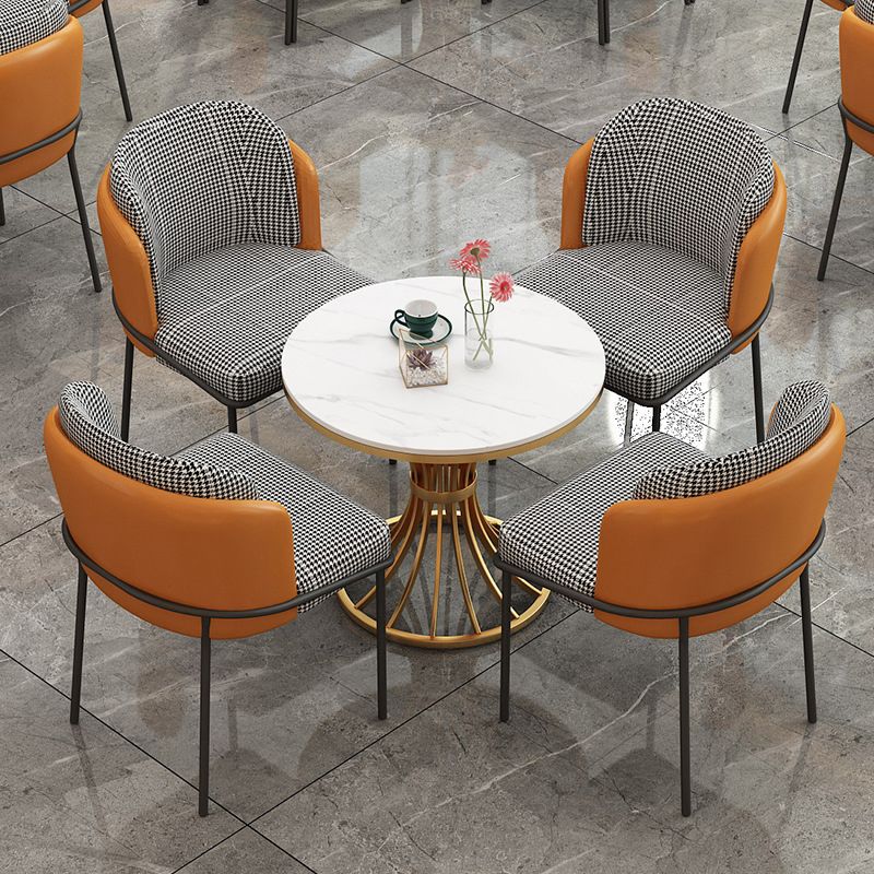 Glam Faux Marmor Dinette Set für Zuhause 1/4 Stücke glänzender weißer Esstisch Set