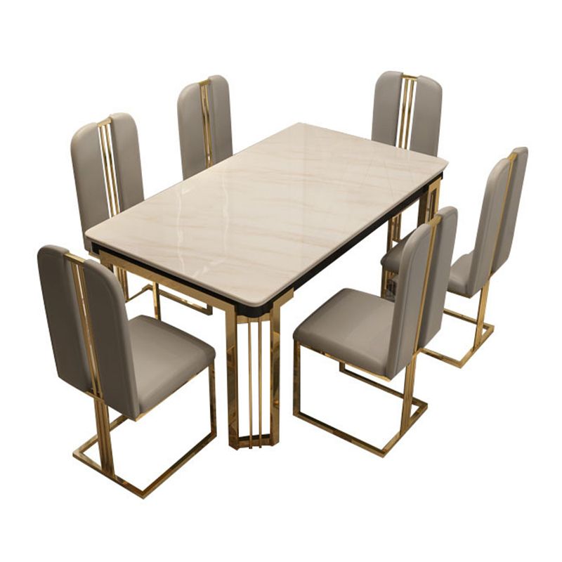 Tavolo da pranzo rettangolare in stile glam con base in metallo con 4 gambe