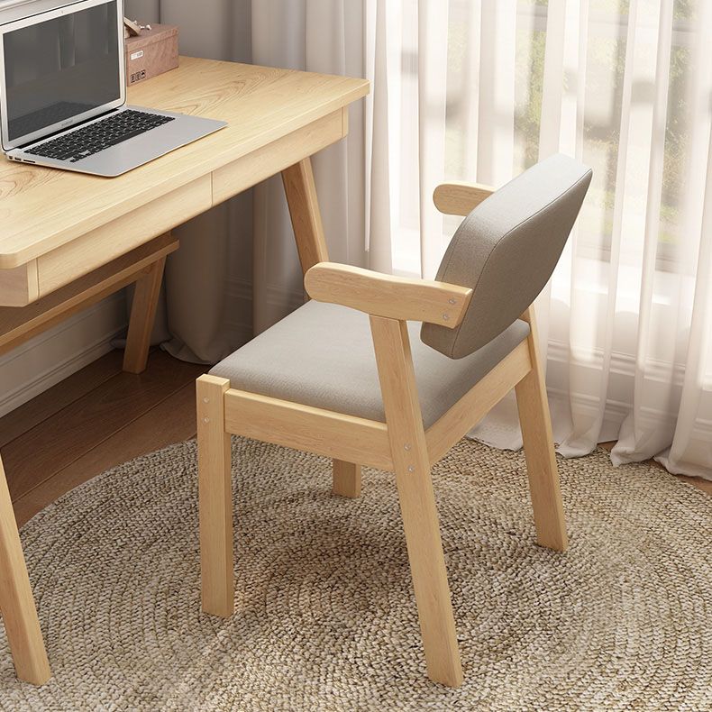 Contemporary Dining Open Back Chair Arm Chair with Wooden Legs for Kitchen Clearhalo ' kitchen&dining_furn' 'Dining Chairs' 'Dining Tables & Seating' 'dining_chair' 'Furniture' 'furniture_dining_chair' 'Kitchen & Dining Furniture' 'kitchen' 1200x1200_1d43fe2e-62bf-44c4-9a9f-453bf7f9a9c2