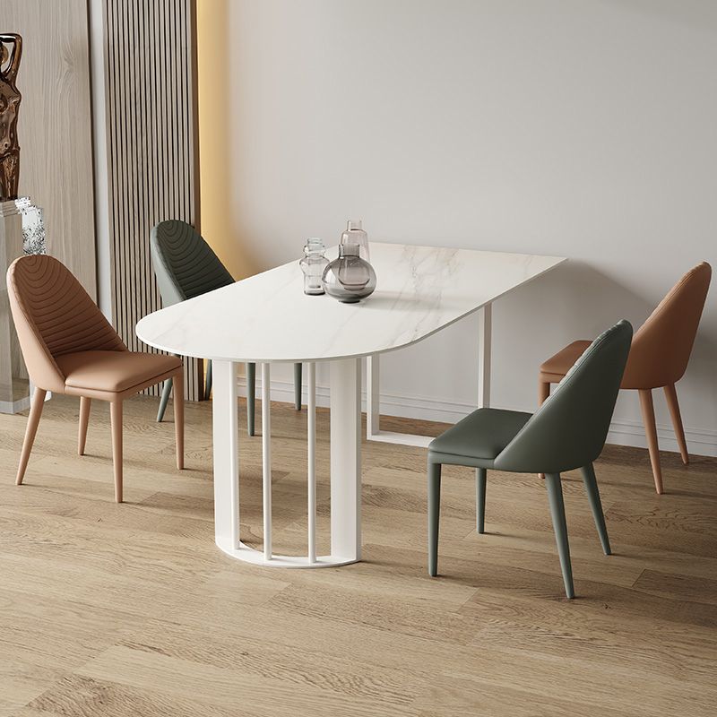 Modern Style Dining Table White Top Sintered Stone Table for Home Clearhalo 'Dining Tables & Seating' 'Dining Tables' 'dining_table' 'furn' 'furn_dining_table' 'Furniture' 'Kitchen & Dining Furniture' 1200x1200_1d4635fb-fdac-4c4b-a6db-aff7f6134f6b