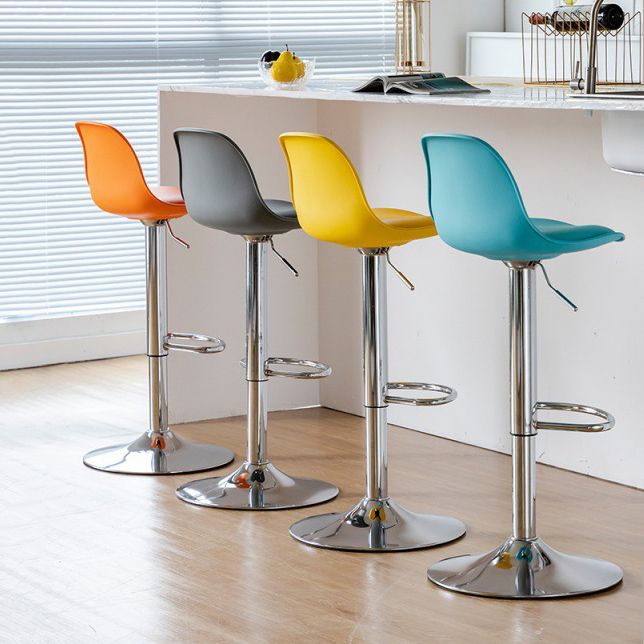 Living Room Nordic Liftable Barstool Leather Bar Stool with Silver Base Clearhalo 'Bar Furniture' 'Bar Stools' 'bar_stools' 'furn' 'furn_bar_stools' 'Furniture' 'Kitchen & Dining Furniture' 1200x1200_1d4adc7b-5258-49a8-9c6e-0388ff3c3fba