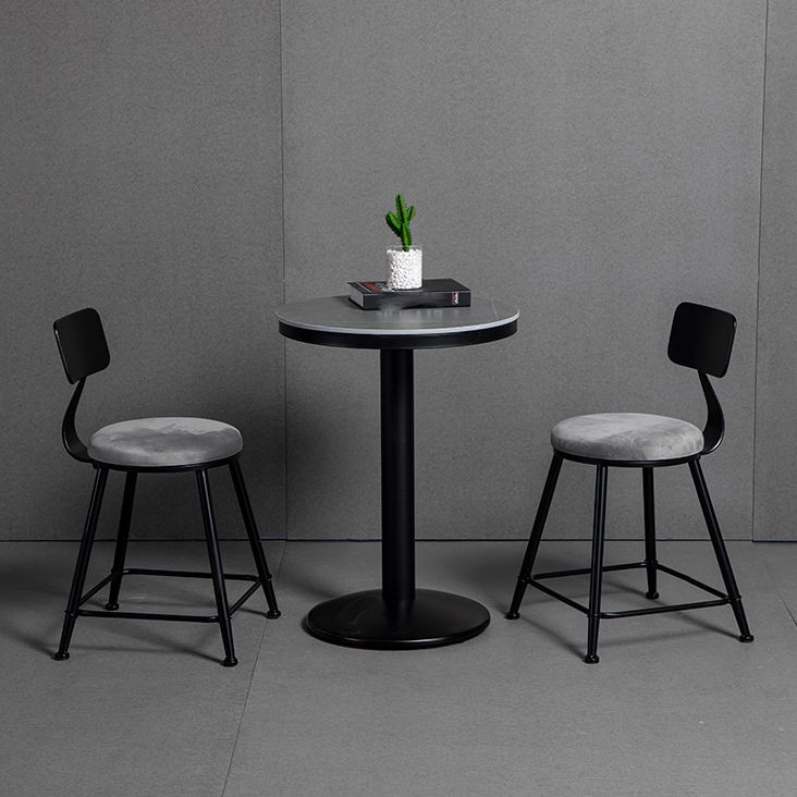 Industrial Gray Bar Table Faux Marble White 21.6" Round Top Bistro Table for Cafe Clearhalo 'Bar Furniture' 'Bar Tables' 'bar_tables' 'furn' 'furn_bar_tables' 'Furniture' 'furniture_bar_tables' 'Kitchen & Dining Furniture' 'kitchen&dining_furn' 'kitchen' 1200x1200_1d4b888f-5959-47cd-8fbe-130b6e0589e6