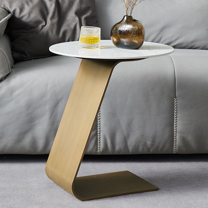 Modern Round Coffee Table Pedestal Slate Coffee Table in White Clearhalo 'Coffee & Accent Tables' 'Coffee Tables' 'coffee_tables' 'furn' 'furn_coffee_tables' 'Furniture' 'furniture_coffee_tables' 'Living Room Furniture' 1200x1200_1d4c832d-80ec-47f1-884a-1fb004b07171