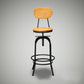 Solid Wood Dining Stool Industrial Adjustable Height Bar Stool with Footrest