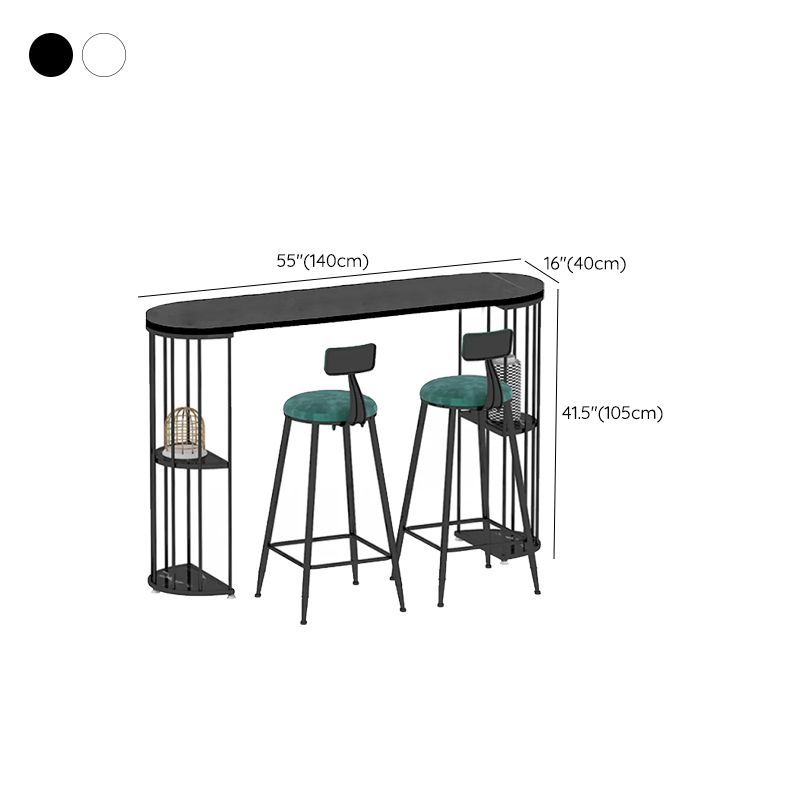 Industrial Bar Dining Table Oval Counter Height Dining Table for Kitchen