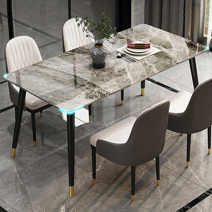 Sintered Stone Top Dining Table in Grey Industrial Indoor Table with 4 Legs Clearhalo 'Dining Tables & Seating' 'Dining Tables' 'dining_table' 'furn' 'furn_dining_table' 'Furniture' 'Kitchen & Dining Furniture' 1200x1200_1d503ee7-ad5f-4ac5-ae06-84e69a953b7f