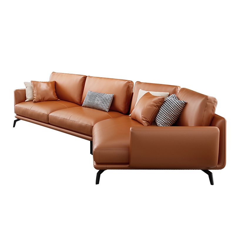 Mid-Century Modern Square Arm Sectional Sofa 34.65"H Cushion Back Sofa, Orange Clearhalo 'furn' 'furn_sectionals' 'Furniture' 'furniture_sectionals' 'Living Room Furniture' 'Sectionals' 1200x1200_1d54b141-6141-4715-8761-04cf7b7f895a