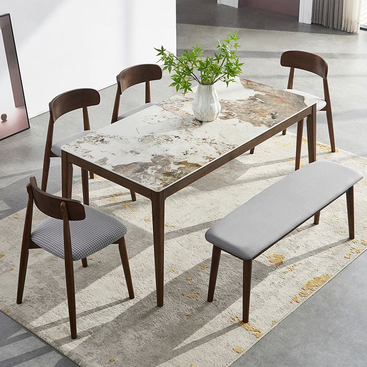 Rectangle Mid-Century Modern Dining Table Brown Tone Fixed Table with Sintered Stone Clearhalo ' dining_table' 'Dining Tables & Seating' 'Dining Tables' 'furn' 'furn_dining_table' 'Furniture' 'furniture_dining_table' 'Kitchen & Dining Furniture' 'kitchen&dining_furn' 'kitchen' 'kitchen_dining_table' 1200x1200_1d54fb77-c143-44cb-9ebc-bb8b121b1931