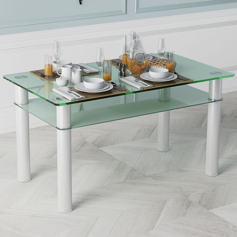 Metal Modern Rectangle Indoor Table Glass Table for Kitchen and Dining Room Clearhalo ' dining_table' 'Dining Tables & Seating' 'Dining Tables' 'furn' 'furn_dining_table' 'Furniture' 'furniture_dining_table' 'Kitchen & Dining Furniture' 'kitchen&dining_furn' 'kitchen' 'kitchen_dining_table' 1200x1200_1d55c780-a1c2-4550-88ec-b1511aa291dd