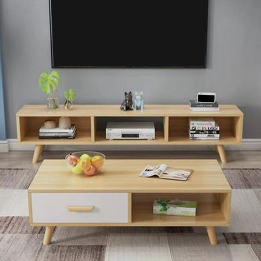 Modern Style Wood Cocktail Table Shelf Included 4 Legs Coffee Table