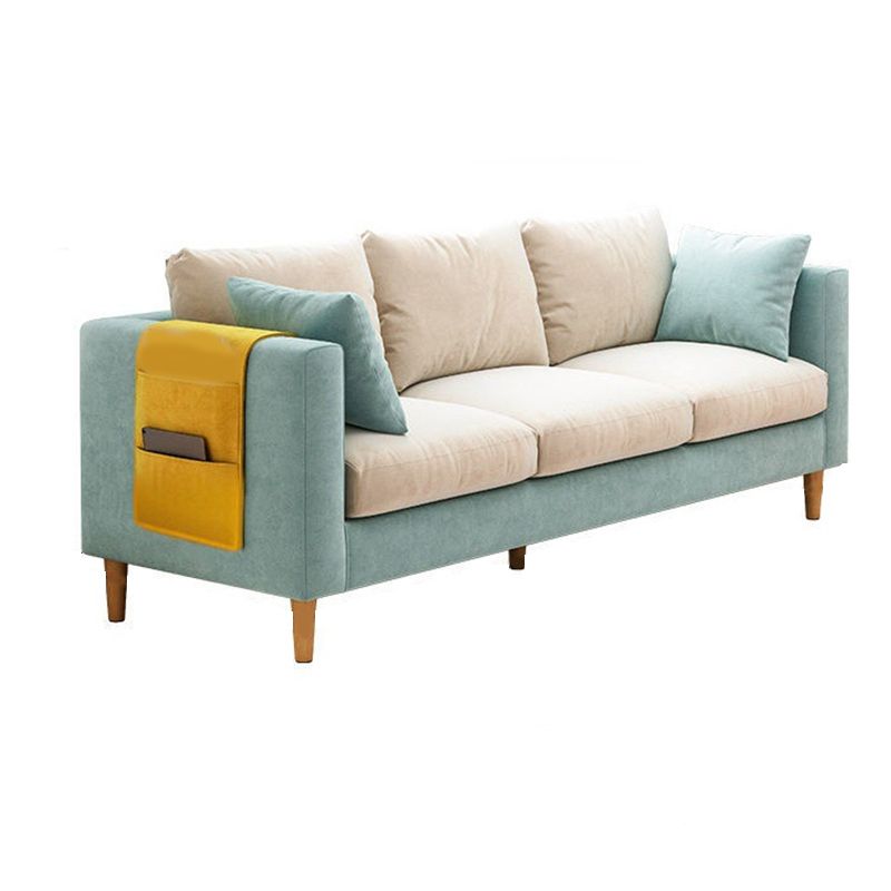 Contemporary Velvet Square Arm Sofa with Storage for Three People