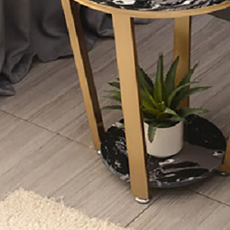 Mesa de acento de mármol con faux contemporáneo Noche 22.83 "Cama de altura con 2 estantes